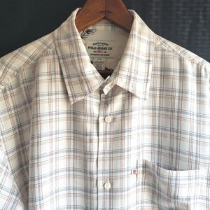 Mens Ralph Lauren Polo Jeans Co Short Sleeve Off White Plaid Size Large
